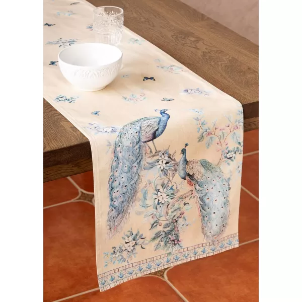 imageMaison d Hermine Table Runner 100 Combed Cotton Premium 1450 Inch x 72 Inch Decorative Runner Table Runners Dining Kitchen Parties ampamp Camping Mosaic Double LayerPeacock Utopia  Sandy Beach