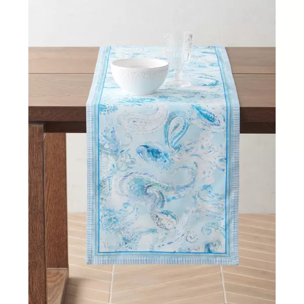 imageMaison d Hermine Table Runner 100 Combed Cotton Premium 1450 Inch x 72 Inch Decorative Runner Table Runners Dining Kitchen Parties ampamp Camping Mosaic Double LayerPaisley Blues