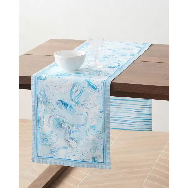 imageMaison d Hermine Table Runner 100 Combed Cotton Premium 1450 Inch x 72 Inch Decorative Runner Table Runners Dining Kitchen Parties ampamp Camping Mosaic Double LayerPaisley Blues