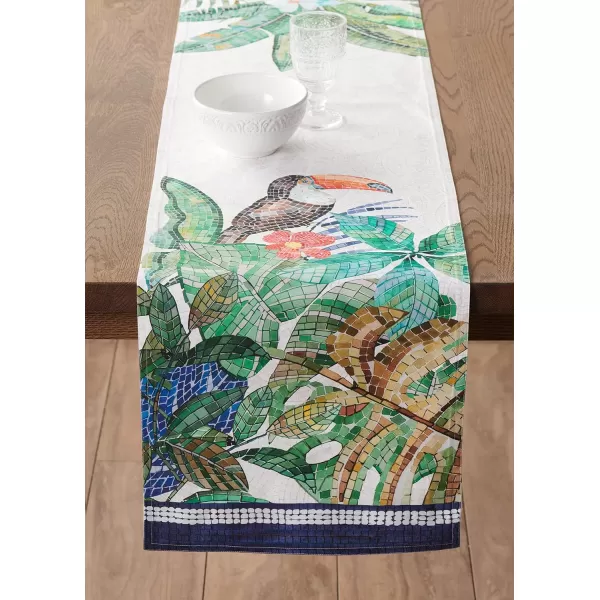 imageMaison d Hermine Table Runner 100 Combed Cotton Premium 1450 Inch x 72 Inch Decorative Runner Table Runners Dining Kitchen Parties ampamp Camping Mosaic Double LayerMosaic