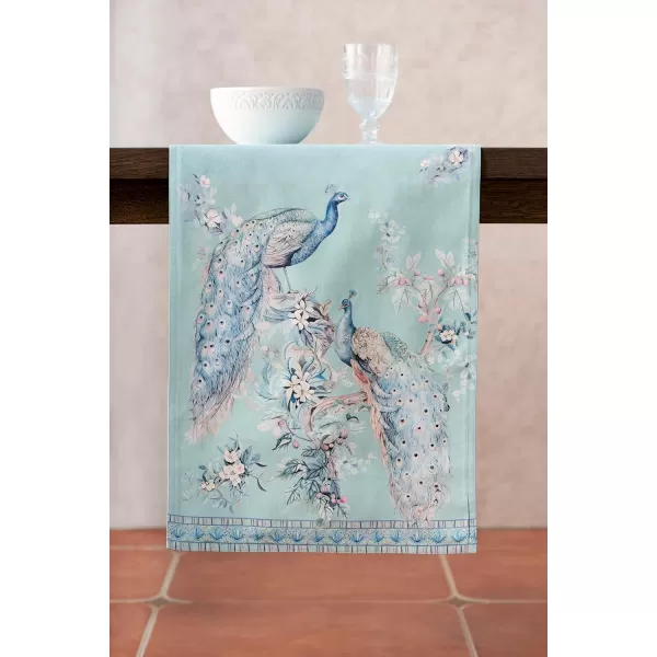 imageMaison d Hermine Table Runner 100 Combed Cotton Premium 1450 Inch x 72 Inch Decorative Runner Table Runners Dining Kitchen Parties ampamp Camping Mosaic Double LayerPeacock Utopia  Pastel Turquoise