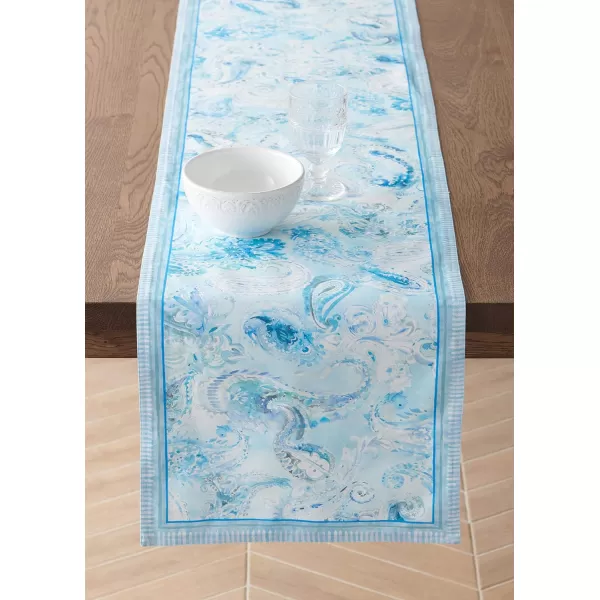 imageMaison d Hermine Table Runner 100 Combed Cotton Premium 1450 Inch x 72 Inch Decorative Runner Table Runners Dining Kitchen Parties ampamp Camping Mosaic Double LayerPaisley Blues