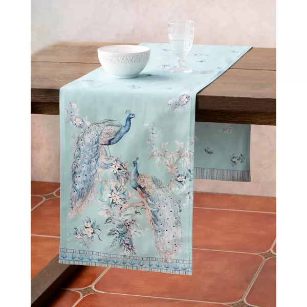imageMaison d Hermine Table Runner 100 Combed Cotton Premium 1450 Inch x 72 Inch Decorative Runner Table Runners Dining Kitchen Parties ampamp Camping Mosaic Double LayerPeacock Utopia  Pastel Turquoise