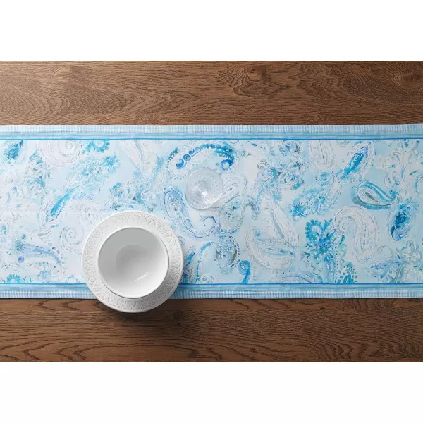 imageMaison d Hermine Table Runner 100 Combed Cotton Premium 1450 Inch x 72 Inch Decorative Runner Table Runners Dining Kitchen Parties ampamp Camping Mosaic Double LayerPaisley Blues