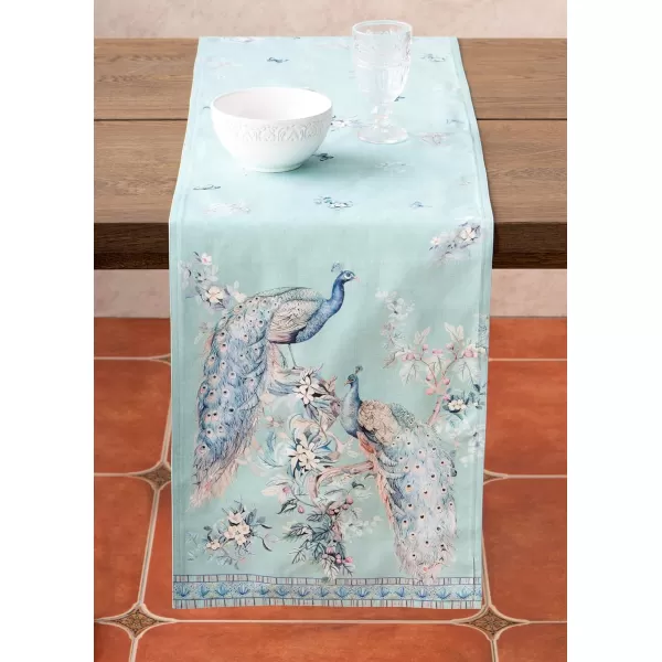 imageMaison d Hermine Table Runner 100 Combed Cotton Premium 1450 Inch x 72 Inch Decorative Runner Table Runners Dining Kitchen Parties ampamp Camping Mosaic Double LayerPeacock Utopia  Pastel Turquoise