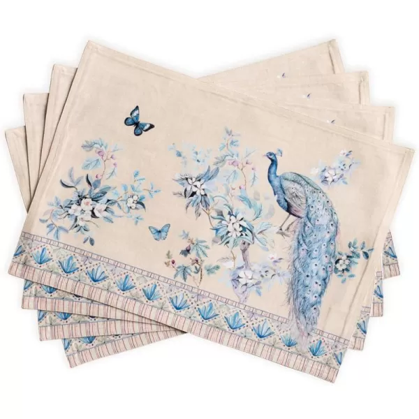 imageMaison d Hermine Placemats 100 Combed Cotton Premium Set of 4 Dinner Placemat Decorative Washable Cloth Placemat Dining Buffet Parties ampamp Camping  Mosaic 13quotx19quotPeacock Utopia  Sandy Beach