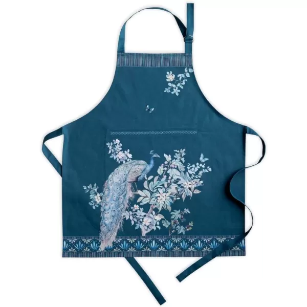 imageMaison d Hermine Premium 100 Combed Cotton Kitchen Easter Chef Apron with an Adjustable Neck with Long Ties for Women MenPeacock Uthopia  Deep Sea