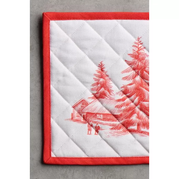 imageMaison d Hermine Hotpads 100 Cotton Set of 2 Pot Holder 8quotx8quot with Loop Heat Resistant Kitchen Pot Holders for Microwave Barbeque Handling Hot Pans Kelim  Prairie  ThanksgivingChristmas48  Winter Jouy