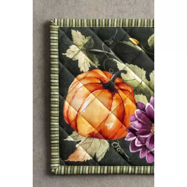 imageMaison d Hermine Hotpads 100 Cotton Set of 2 Pot Holder 8quotx8quot with Loop Heat Resistant Kitchen Pot Holders for Microwave Barbeque Handling Hot Pans Kelim  Prairie  ThanksgivingChristmas9  Pumpkin Garden  Dark Green
