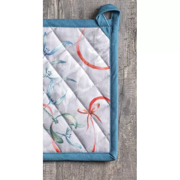 imageMaison d Hermine Hotpads 100 Cotton Set of 2 Pot Holder 8quotx8quot with Loop Heat Resistant Kitchen Pot Holders for Microwave Barbeque Handling Hot Pans Kelim  Prairie  ThanksgivingChristmas41  Enora