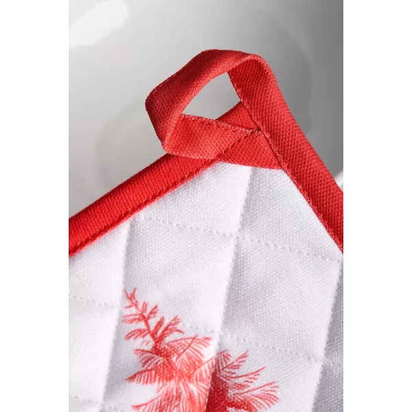 imageMaison d Hermine Hotpads 100 Cotton Set of 2 Pot Holder 8quotx8quot with Loop Heat Resistant Kitchen Pot Holders for Microwave Barbeque Handling Hot Pans Kelim  Prairie  ThanksgivingChristmas48  Winter Jouy