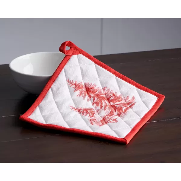 imageMaison d Hermine Hotpads 100 Cotton Set of 2 Pot Holder 8quotx8quot with Loop Heat Resistant Kitchen Pot Holders for Microwave Barbeque Handling Hot Pans Kelim  Prairie  ThanksgivingChristmas48  Winter Jouy