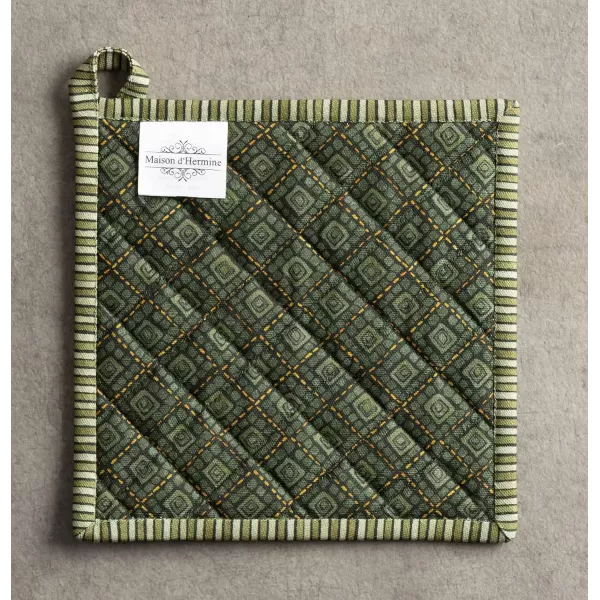 imageMaison d Hermine Hotpads 100 Cotton Set of 2 Pot Holder 8quotx8quot with Loop Heat Resistant Kitchen Pot Holders for Microwave Barbeque Handling Hot Pans Kelim  Prairie  ThanksgivingChristmas9  Pumpkin Garden  Dark Green