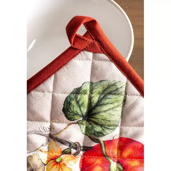 imageMaison d Hermine Hotpads 100 Cotton Set of 2 Pot Holder 8quotx8quot with Loop Heat Resistant Kitchen Pot Holders for Microwave Barbeque Handling Hot Pans Kelim  Prairie  ThanksgivingChristmas28  Potiron