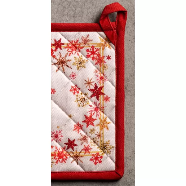 imageMaison d Hermine Hotpads 100 Cotton Set of 2 Pot Holder 8quotx8quot with Loop Heat Resistant Kitchen Pot Holders for Microwave Barbeque Handling Hot Pans Kelim  Prairie  ThanksgivingChristmas32  Crystal Star