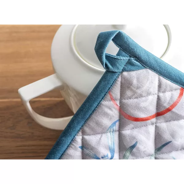 imageMaison d Hermine Hotpads 100 Cotton Set of 2 Pot Holder 8quotx8quot with Loop Heat Resistant Kitchen Pot Holders for Microwave Barbeque Handling Hot Pans Kelim  Prairie  ThanksgivingChristmas41  Enora