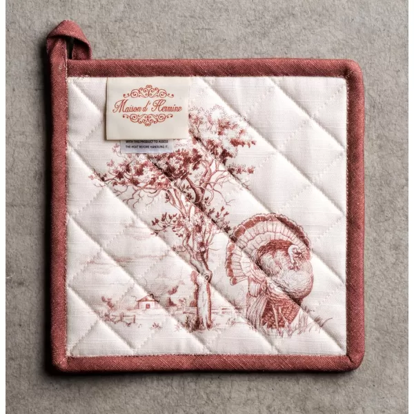 imageMaison d Hermine Pot Holder 100 Cotton Heat Resistant Potholders 8 Inch x 8 Inch Hot Pads with Loop BBQ Cooking Grilling Microwave Crystal Star  ThanksgivingChristmas42  Holy Jouy  Brown