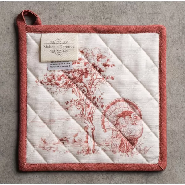 imageMaison d Hermine Pot Holder 100 Cotton Heat Resistant Potholders 8 Inch x 8 Inch Hot Pads with Loop BBQ Cooking Grilling Microwave Crystal Star  ThanksgivingChristmas43  Holy Jouy  Red
