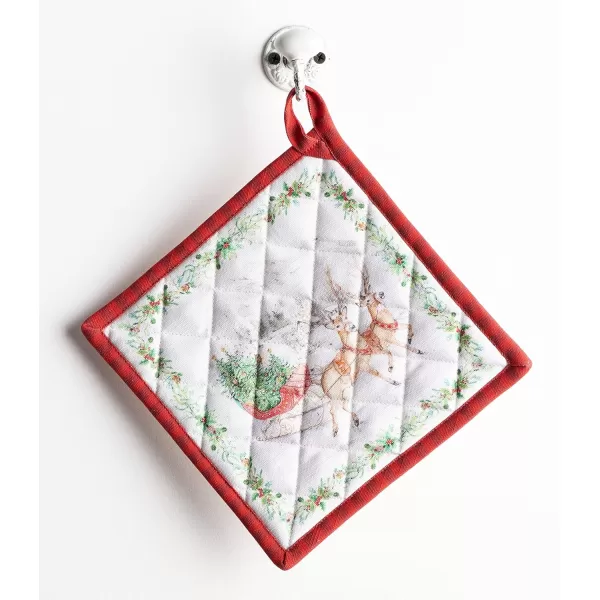 imageMaison d Hermine Pot Holder 100 Cotton Heat Resistant Potholders 8 Inch x 8 Inch Hot Pads with Loop BBQ Cooking Grilling Microwave Crystal Star  ThanksgivingChristmas26  Christmas Tradition