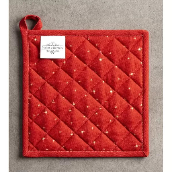 imageMaison d Hermine Pot Holder 100 Cotton Heat Resistant Potholders 8 Inch x 8 Inch Hot Pads with Loop BBQ Cooking Grilling Microwave Crystal Star  ThanksgivingChristmas22  Noel