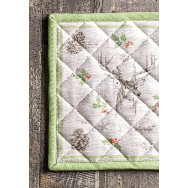 imageMaison d Hermine Pot Holder 100 Cotton Heat Resistant Potholders 8 Inch x 8 Inch Hot Pads with Loop BBQ Cooking Grilling Microwave Crystal Star  ThanksgivingChristmas31  Christmas Dew