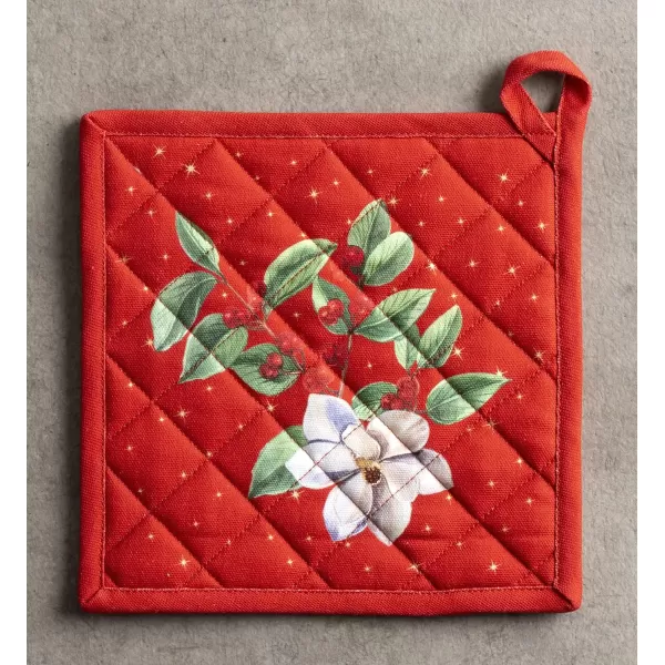 imageMaison d Hermine Pot Holder 100 Cotton Heat Resistant Potholders 8 Inch x 8 Inch Hot Pads with Loop BBQ Cooking Grilling Microwave Crystal Star  ThanksgivingChristmas22  Noel