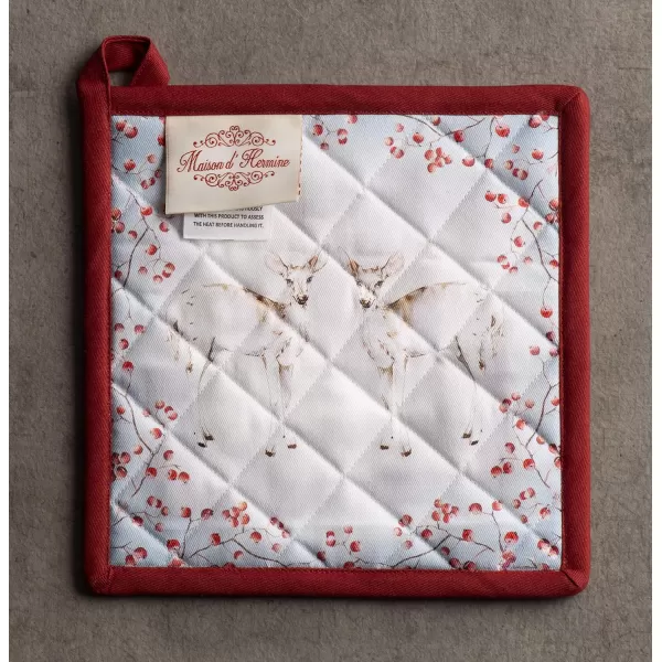 imageMaison d Hermine Pot Holder 100 Cotton Heat Resistant Potholders 8 Inch x 8 Inch Hot Pads with Loop BBQ Cooking Grilling Microwave Crystal Star  ThanksgivingChristmas33  Fairytale Forest