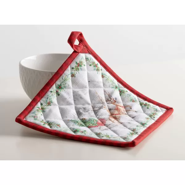 imageMaison d Hermine Pot Holder 100 Cotton Heat Resistant Potholders 8 Inch x 8 Inch Hot Pads with Loop BBQ Cooking Grilling Microwave Crystal Star  ThanksgivingChristmas26  Christmas Tradition