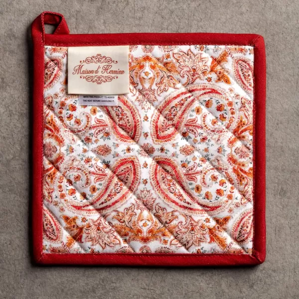 imageMaison d Hermine Pot Holder 100 Cotton Heat Resistant Potholders 8 Inch x 8 Inch Hot Pads with Loop BBQ Cooking Grilling Microwave Crystal Star  ThanksgivingChristmas10  Orient