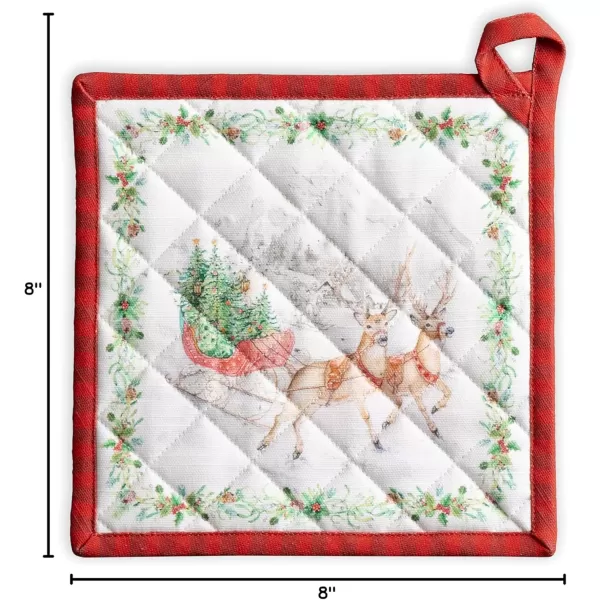 imageMaison d Hermine Pot Holder 100 Cotton Heat Resistant Potholders 8 Inch x 8 Inch Hot Pads with Loop BBQ Cooking Grilling Microwave Crystal Star  ThanksgivingChristmas26  Christmas Tradition