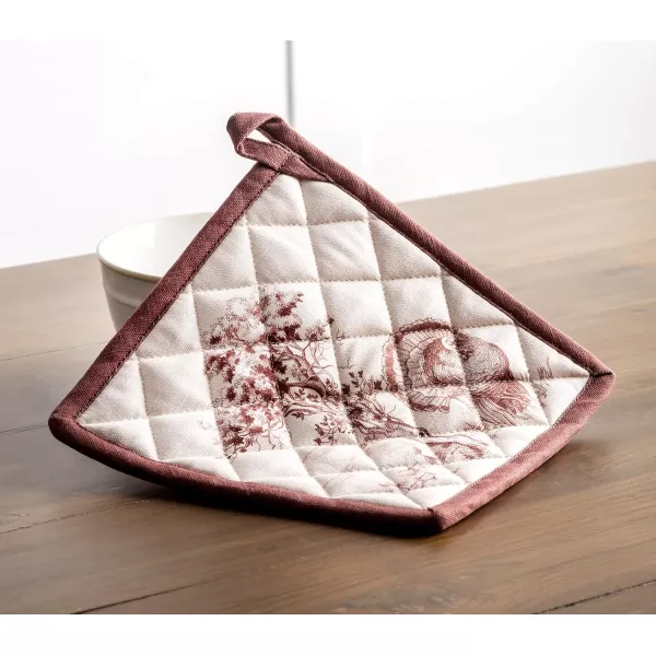 imageMaison d Hermine Pot Holder 100 Cotton Heat Resistant Potholders 8 Inch x 8 Inch Hot Pads with Loop BBQ Cooking Grilling Microwave Crystal Star  ThanksgivingChristmas42  Holy Jouy  Brown
