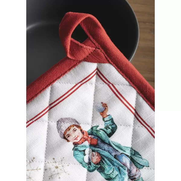 imageMaison d Hermine Pot Holder 100 Cotton Heat Resistant Potholders 8 Inch x 8 Inch Hot Pads with Loop BBQ Cooking Grilling Microwave Crystal Star  ThanksgivingChristmas36  Chromo