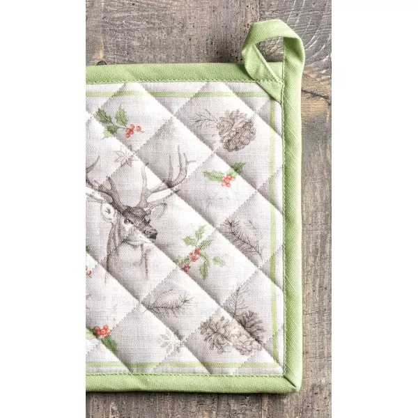 imageMaison d Hermine Pot Holder 100 Cotton Heat Resistant Potholders 8 Inch x 8 Inch Hot Pads with Loop BBQ Cooking Grilling Microwave Crystal Star  ThanksgivingChristmas31  Christmas Dew