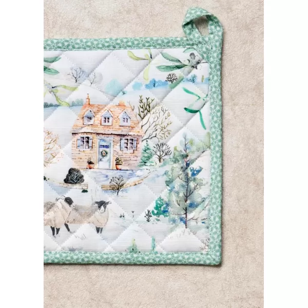 imageMaison d Hermine Pot Holder 100 Cotton Heat Resistant Potholders 8 Inch x 8 Inch Hot Pads with Loop BBQ Cooking Grilling Microwave Crystal Star  ThanksgivingChristmas47  Snowy World