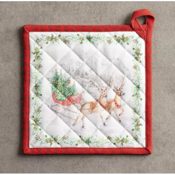 imageMaison d Hermine Pot Holder 100 Cotton Heat Resistant Potholders 8 Inch x 8 Inch Hot Pads with Loop BBQ Cooking Grilling Microwave Crystal Star  ThanksgivingChristmas26  Christmas Tradition