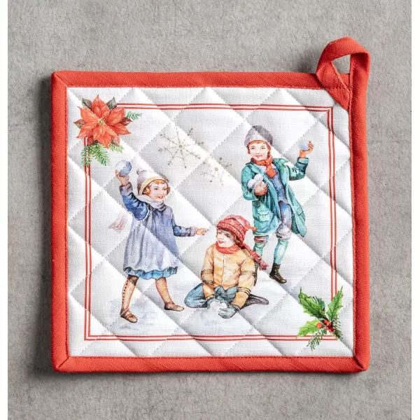 imageMaison d Hermine Pot Holder 100 Cotton Heat Resistant Potholders 8 Inch x 8 Inch Hot Pads with Loop BBQ Cooking Grilling Microwave Crystal Star  ThanksgivingChristmas36  Chromo