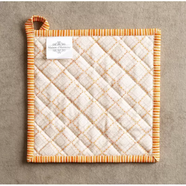 imageMaison d Hermine Pot Holder 100 Cotton Heat Resistant Potholders 8 Inch x 8 Inch Hot Pads with Loop BBQ Cooking Grilling Microwave Crystal Star  ThanksgivingChristmas17  Pumpkin Garden  Cloudy Cream