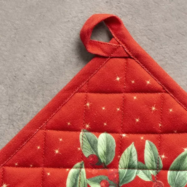 imageMaison d Hermine Pot Holder 100 Cotton Heat Resistant Potholders 8 Inch x 8 Inch Hot Pads with Loop BBQ Cooking Grilling Microwave Crystal Star  ThanksgivingChristmas22  Noel