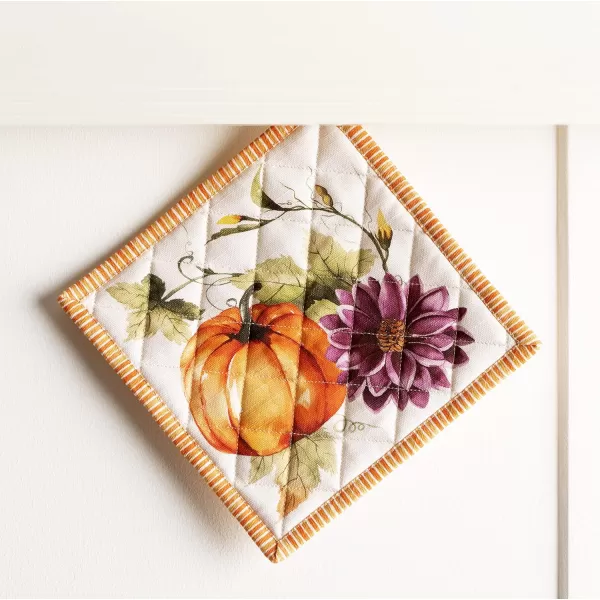 imageMaison d Hermine Pot Holder 100 Cotton Heat Resistant Potholders 8 Inch x 8 Inch Hot Pads with Loop BBQ Cooking Grilling Microwave Crystal Star  ThanksgivingChristmas17  Pumpkin Garden  Cloudy Cream
