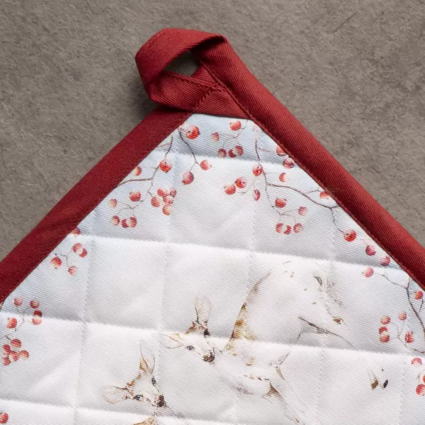 imageMaison d Hermine Pot Holder 100 Cotton Heat Resistant Potholders 8 Inch x 8 Inch Hot Pads with Loop BBQ Cooking Grilling Microwave Crystal Star  ThanksgivingChristmas33  Fairytale Forest