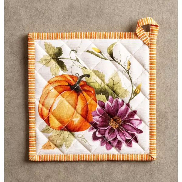 imageMaison d Hermine Pot Holder 100 Cotton Heat Resistant Potholders 8 Inch x 8 Inch Hot Pads with Loop BBQ Cooking Grilling Microwave Crystal Star  ThanksgivingChristmas17  Pumpkin Garden  Cloudy Cream