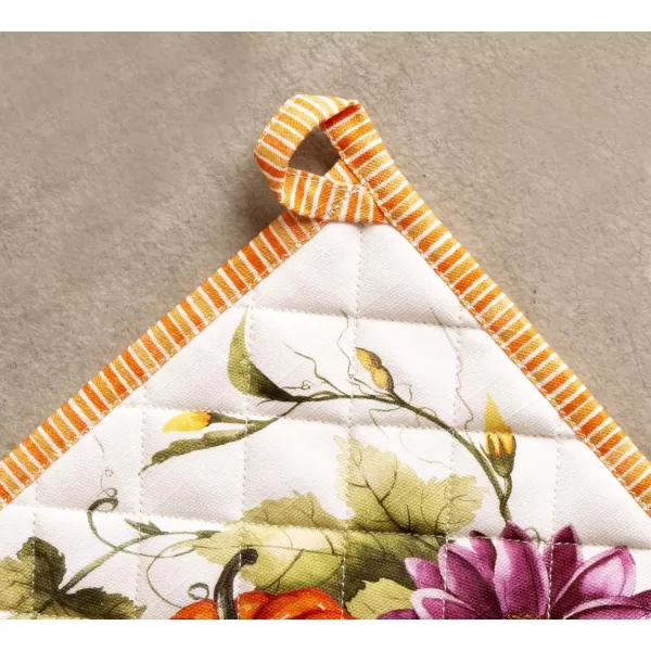 imageMaison d Hermine Pot Holder 100 Cotton Heat Resistant Potholders 8 Inch x 8 Inch Hot Pads with Loop BBQ Cooking Grilling Microwave Crystal Star  ThanksgivingChristmas17  Pumpkin Garden  Cloudy Cream