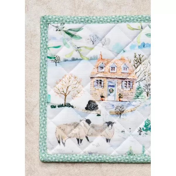 imageMaison d Hermine Pot Holder 100 Cotton Heat Resistant Potholders 8 Inch x 8 Inch Hot Pads with Loop BBQ Cooking Grilling Microwave Crystal Star  ThanksgivingChristmas47  Snowy World