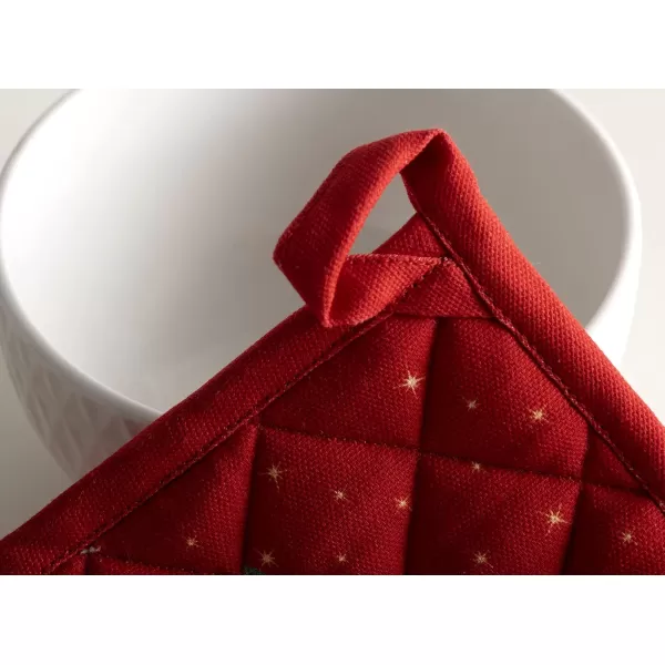 imageMaison d Hermine Pot Holder 100 Cotton Heat Resistant Potholders 8 Inch x 8 Inch Hot Pads with Loop BBQ Cooking Grilling Microwave Crystal Star  ThanksgivingChristmas22  Noel