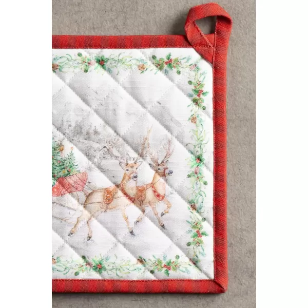 imageMaison d Hermine Pot Holder 100 Cotton Heat Resistant Potholders 8 Inch x 8 Inch Hot Pads with Loop BBQ Cooking Grilling Microwave Crystal Star  ThanksgivingChristmas26  Christmas Tradition