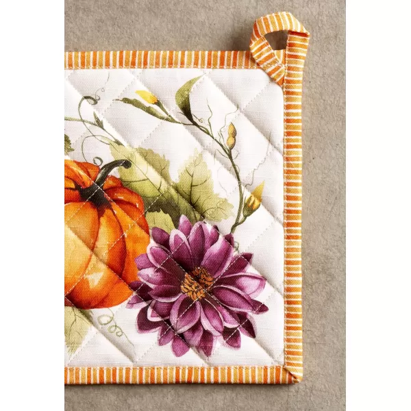 imageMaison d Hermine Pot Holder 100 Cotton Heat Resistant Potholders 8 Inch x 8 Inch Hot Pads with Loop BBQ Cooking Grilling Microwave Crystal Star  ThanksgivingChristmas17  Pumpkin Garden  Cloudy Cream