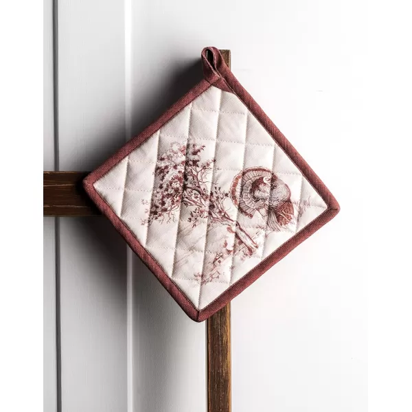 imageMaison d Hermine Pot Holder 100 Cotton Heat Resistant Potholders 8 Inch x 8 Inch Hot Pads with Loop BBQ Cooking Grilling Microwave Crystal Star  ThanksgivingChristmas42  Holy Jouy  Brown