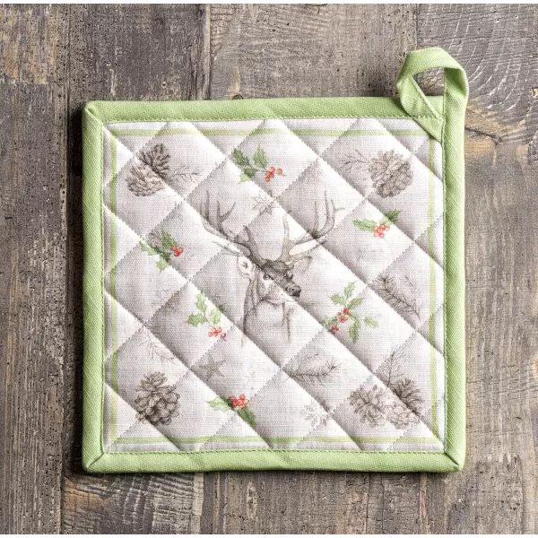 imageMaison d Hermine Pot Holder 100 Cotton Heat Resistant Potholders 8 Inch x 8 Inch Hot Pads with Loop BBQ Cooking Grilling Microwave Crystal Star  ThanksgivingChristmas31  Christmas Dew