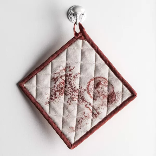 imageMaison d Hermine Pot Holder 100 Cotton Heat Resistant Potholders 8 Inch x 8 Inch Hot Pads with Loop BBQ Cooking Grilling Microwave Crystal Star  ThanksgivingChristmas42  Holy Jouy  Brown