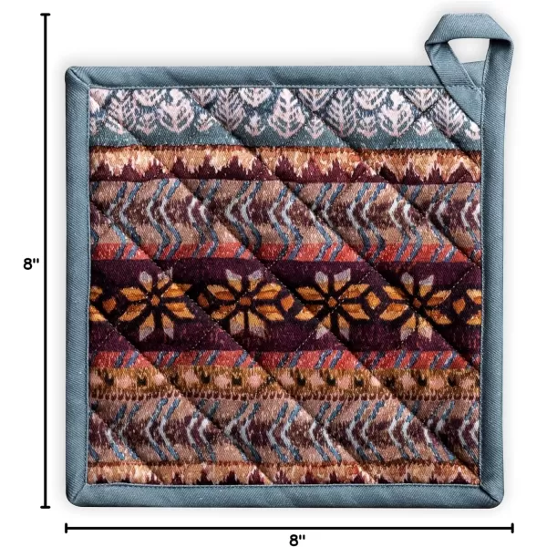 imageMaison d Hermine Pot Holder 100 Cotton Heat Resistant Potholders 8 Inch x 8 Inch Hot Pads with Loop BBQ Cooking Grilling Microwave Crystal Star  ThanksgivingChristmas3  Fair Isle